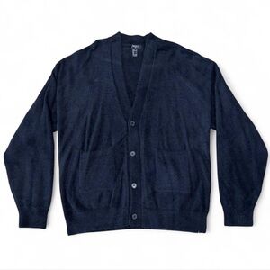 Men's Fuzzy Black Cardigan Sweater